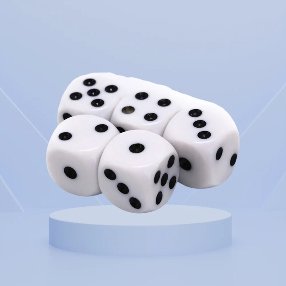 

5 шт./10 шт. 14 мм/10 мм 6-сторонние кубики для питья, белые кубики, акриловые кубики, ролевые игральные кости, игровой аксессуар, набор кубиков с круглым углом
