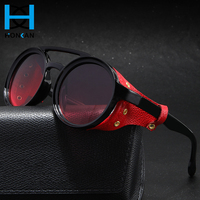 Punk Polarized Round Sunglasses for Men Women Cyber Vintage Glasses Gothic Steampunk Sunglasses UV400 Night Vision Glasses