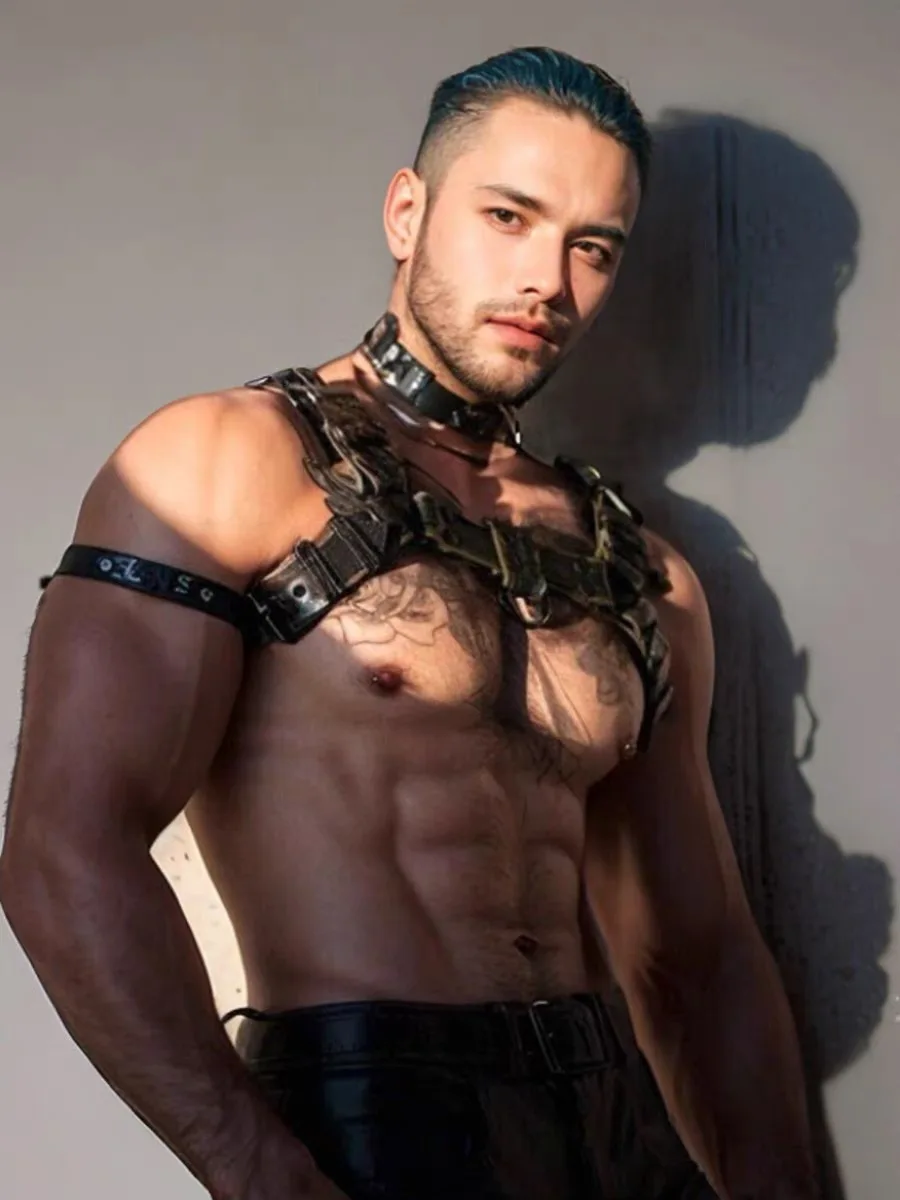 New arrival Leather Gay Sexy Leather Suspenders Harness BDSM Gay Sex Harness Belts Sexual Body Bondage Straps Punk Rave Cotumes