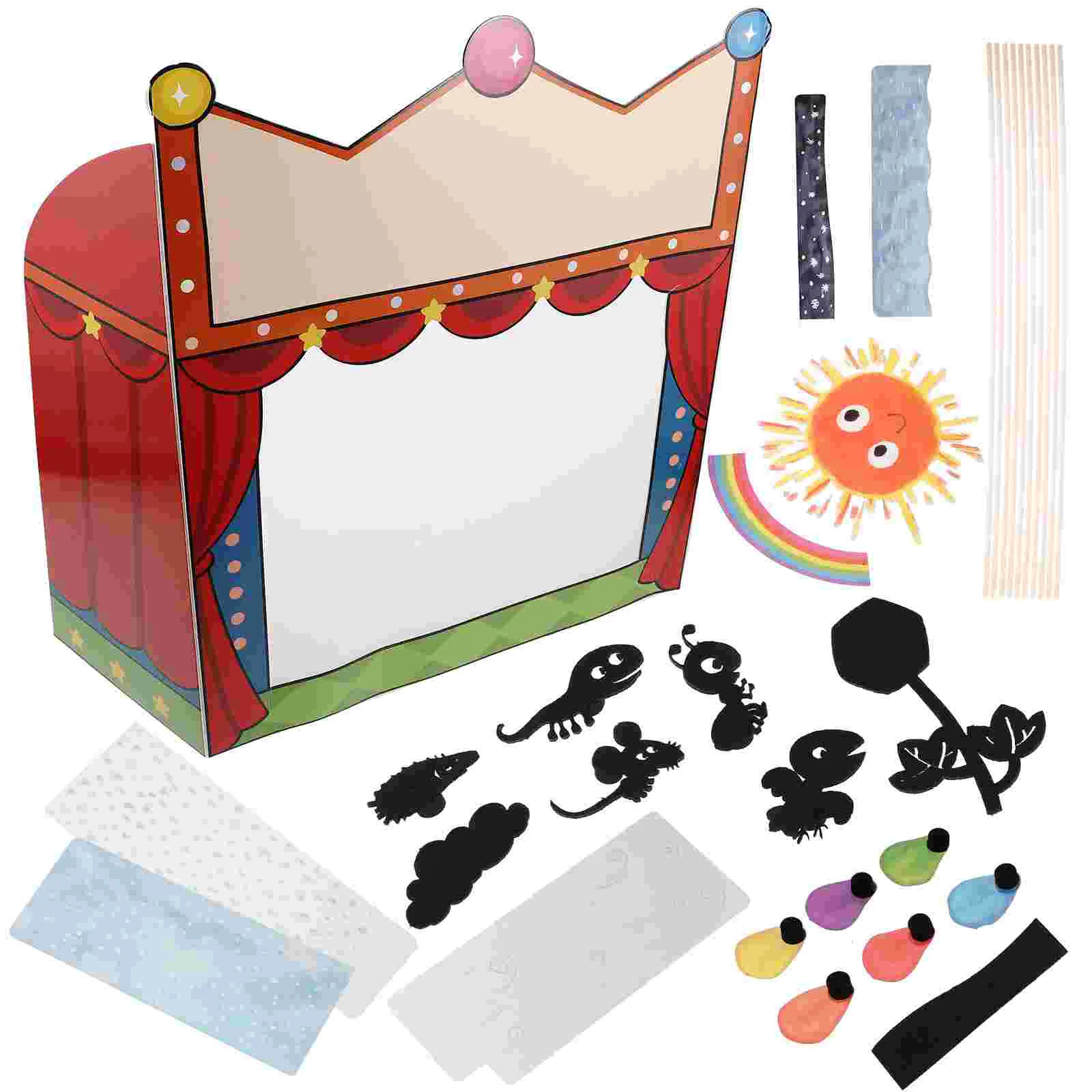 Shadow Puppet Teaching Aids DIY Kit Theater for Kids Finger Family Puppets Show Stage Play