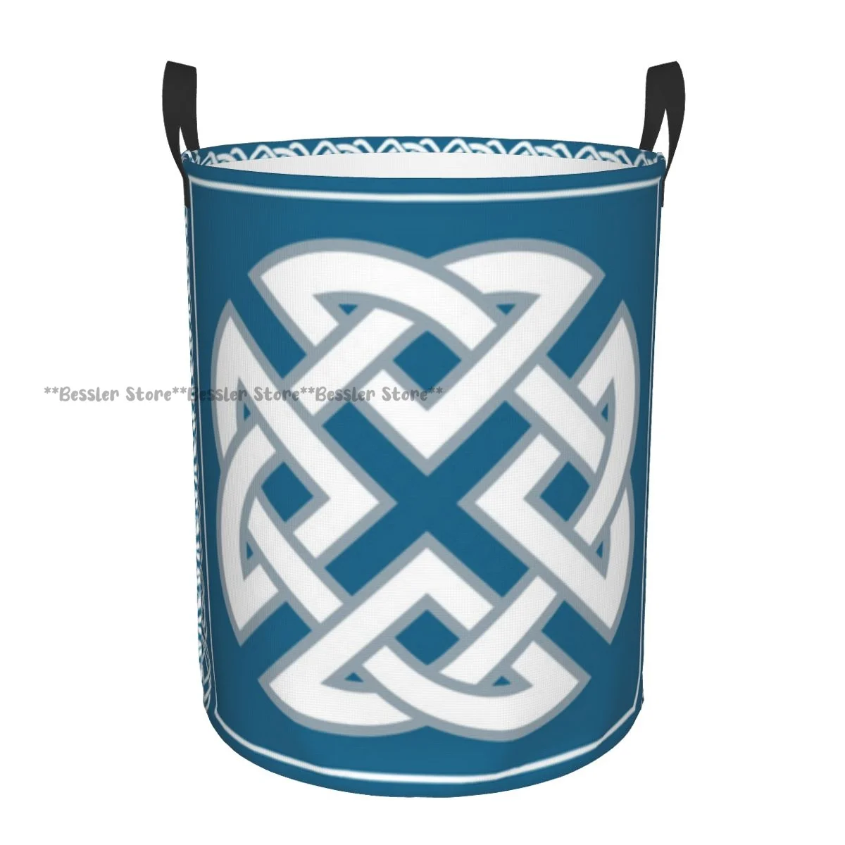 Folding Laundry Basket Celtic Knot Symbol Earth Fire Water Air Round Storage Bin Collapsible Hamper Clothes Bucket Organizer