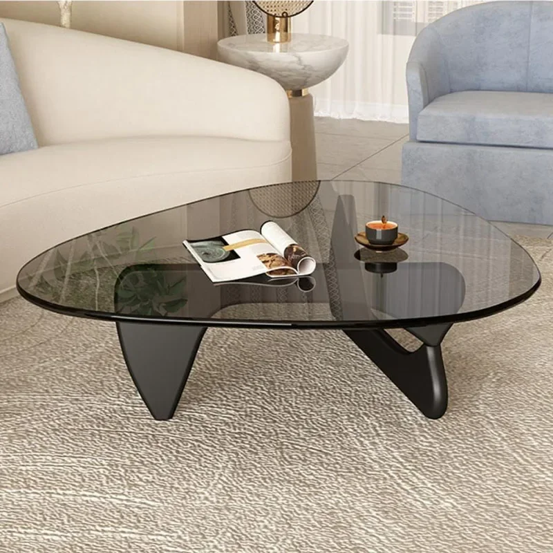 Large Tempered Glass Coffee Tables Irregular End Table Solid Wood Room Desks Interior Furnitures Decoration Multifunctions