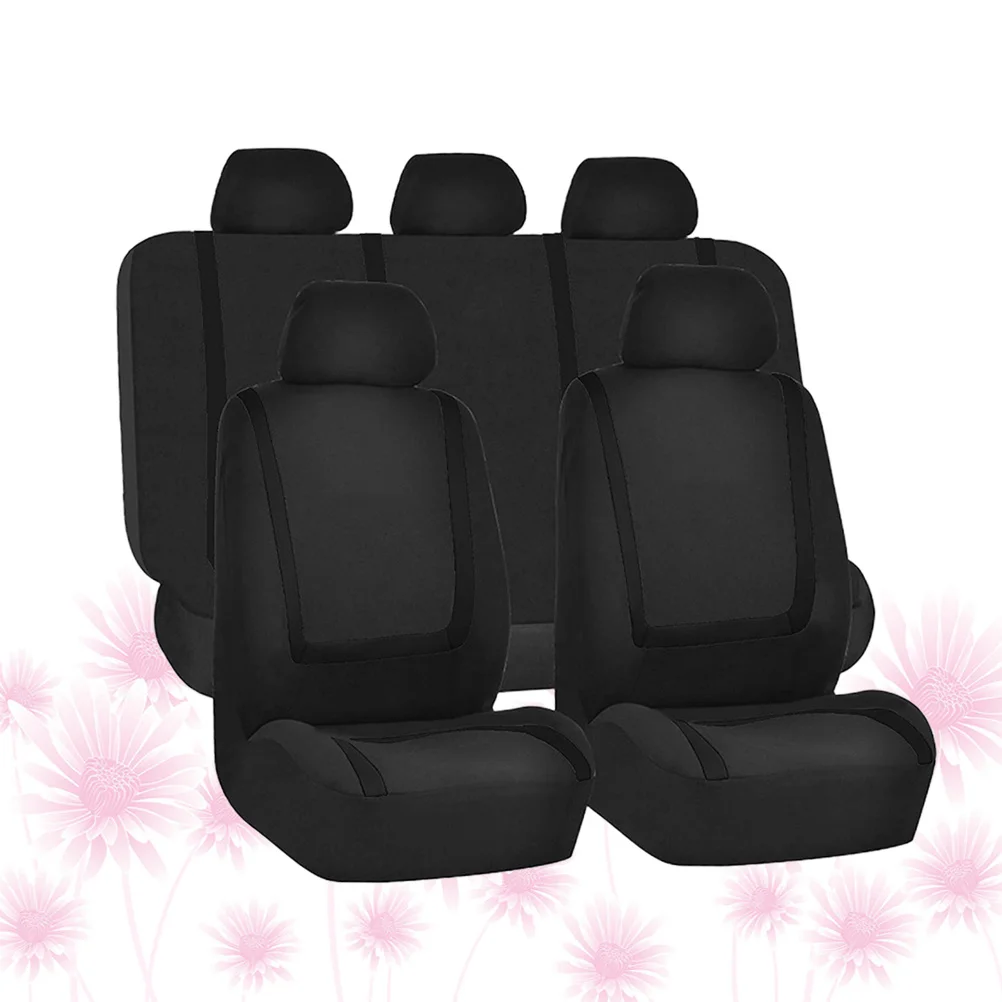 

9Pcs Car Seat Cover Universal Easy Fit Front Seat Protector Mat Auto Interior Accessory Black Universal Car Cushion