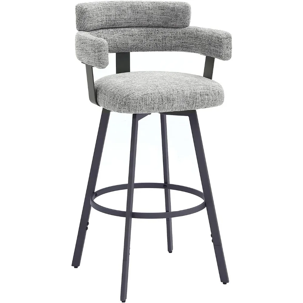 

Counter Height Bar Stools with Full Back-Swivel Bar Chairs Modern Barstools Set of 2 with Linen Padded Back,Metal Footrest