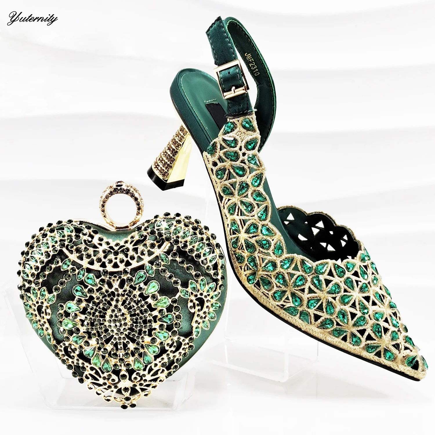 

Высококачественный комплект женской обуви и сумки для свадебной вечеринки, африканская мода, туфли-лодочки из искусственной кожи с кристаллами, комплект обуви и сумки, размер 37-43