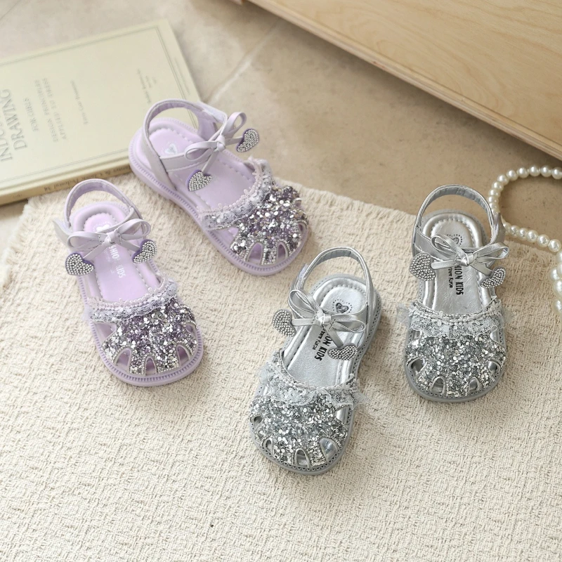 

Fashion Girl Shoes2026summer New Kids Sandals Simple Versatile Girls Rhinestone Princess Shoes Comfort Non Slip Child Beach Shoe