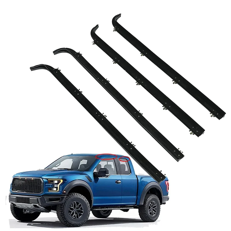 

4Pcs Inner Outer Car Door Window Seal Belt Weatherstrip Kit F2TZ1521457A E7TZ1521453A For Ford F150 F250 F350 1987-1997
