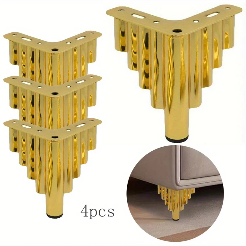 

4pcs 15cm Furniture Legs Basic Heavy Duty Triangle top Plate feet for Sofa Bed couches Dresser Cabinet with Floor Protectors