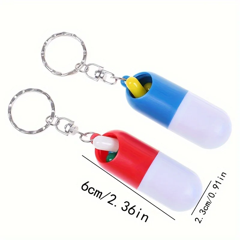 1pc Mini Capsule Pill Box Case Holder Container Key Chain Keychain Keyring Stash Medicine Box Health Care