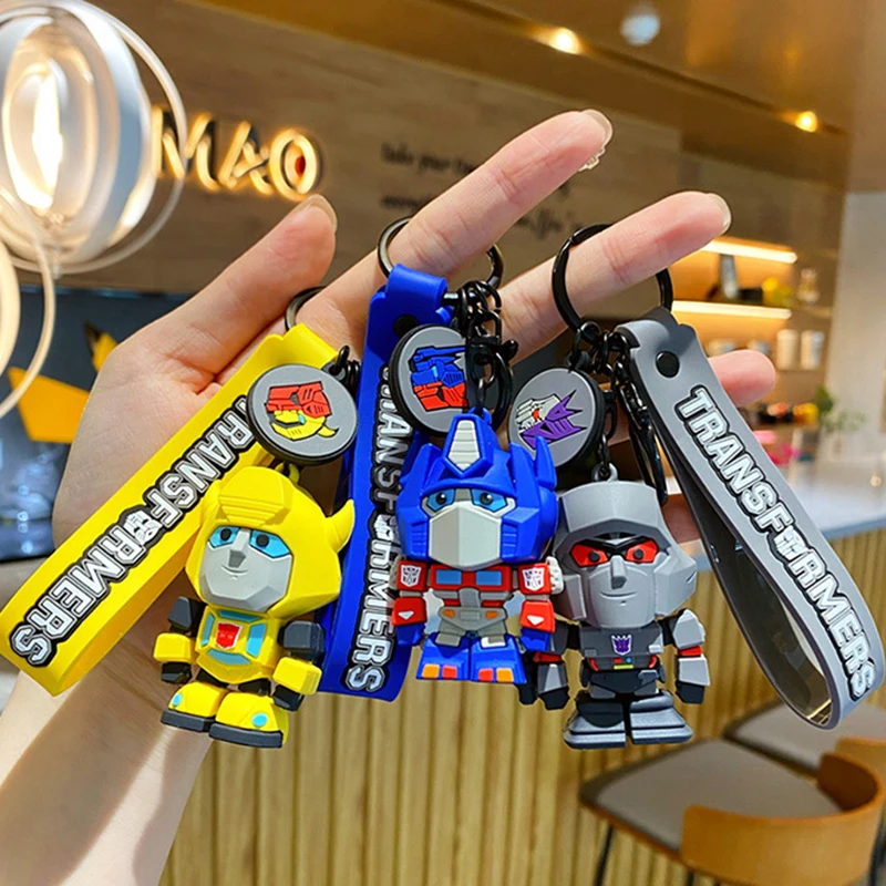 Cartoon Transform Shape Robot Toy Doll Keychain Cute Exquisite Cool Resin Mechanic Robot Key Chain Men Women Car Bag Charm Gifts