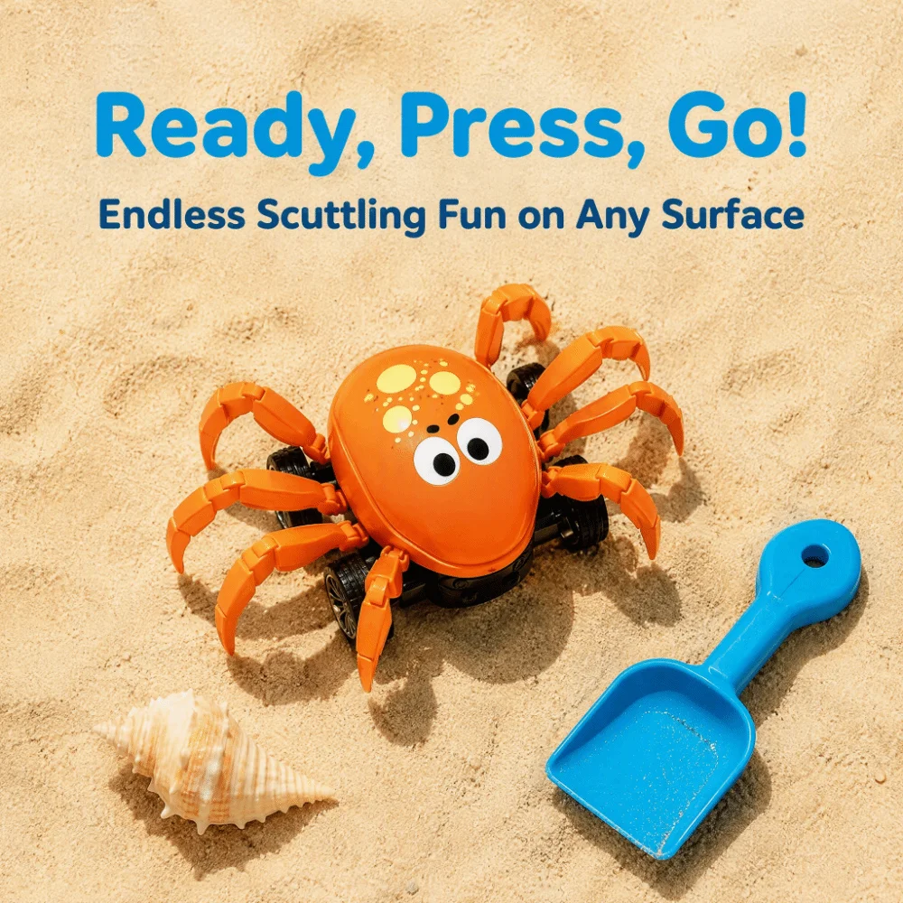 Car Model Press Crawling Crab Clockwork Wind Up Pull Back Crawling Crab Car Novelty Cartoon Press Walking Crab Baby