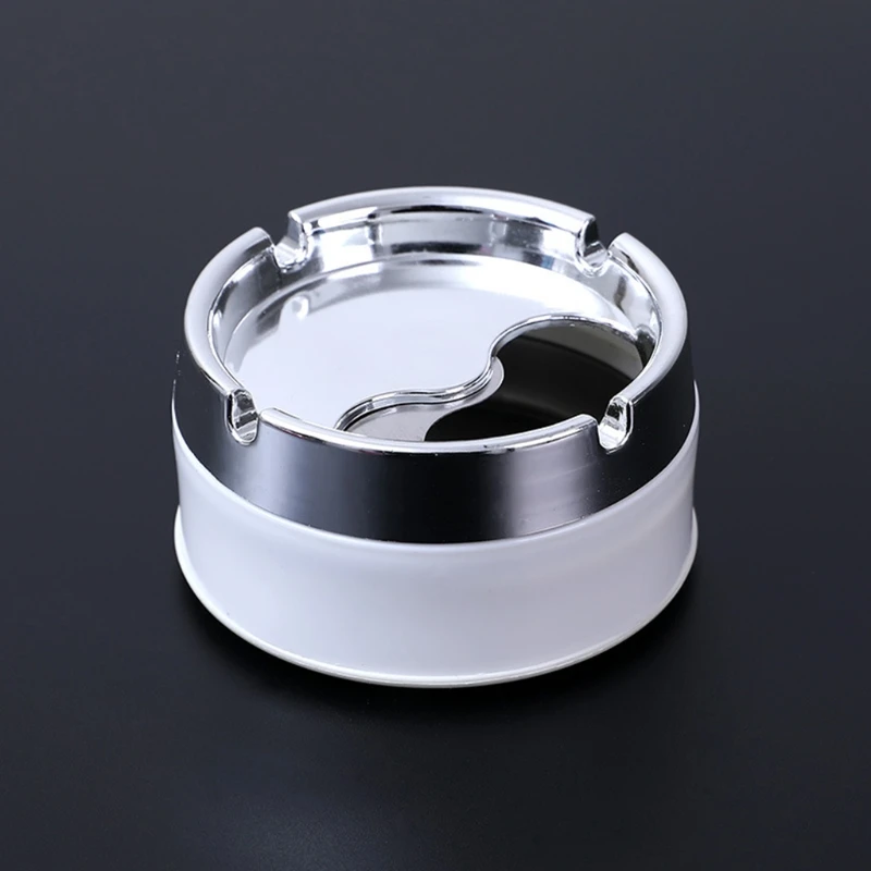 PP+Stainless Steel Ashtray Round Windproof Ashtrays with Rotating Lid for Home Garden Outdoor Indoor Smoking Accessory