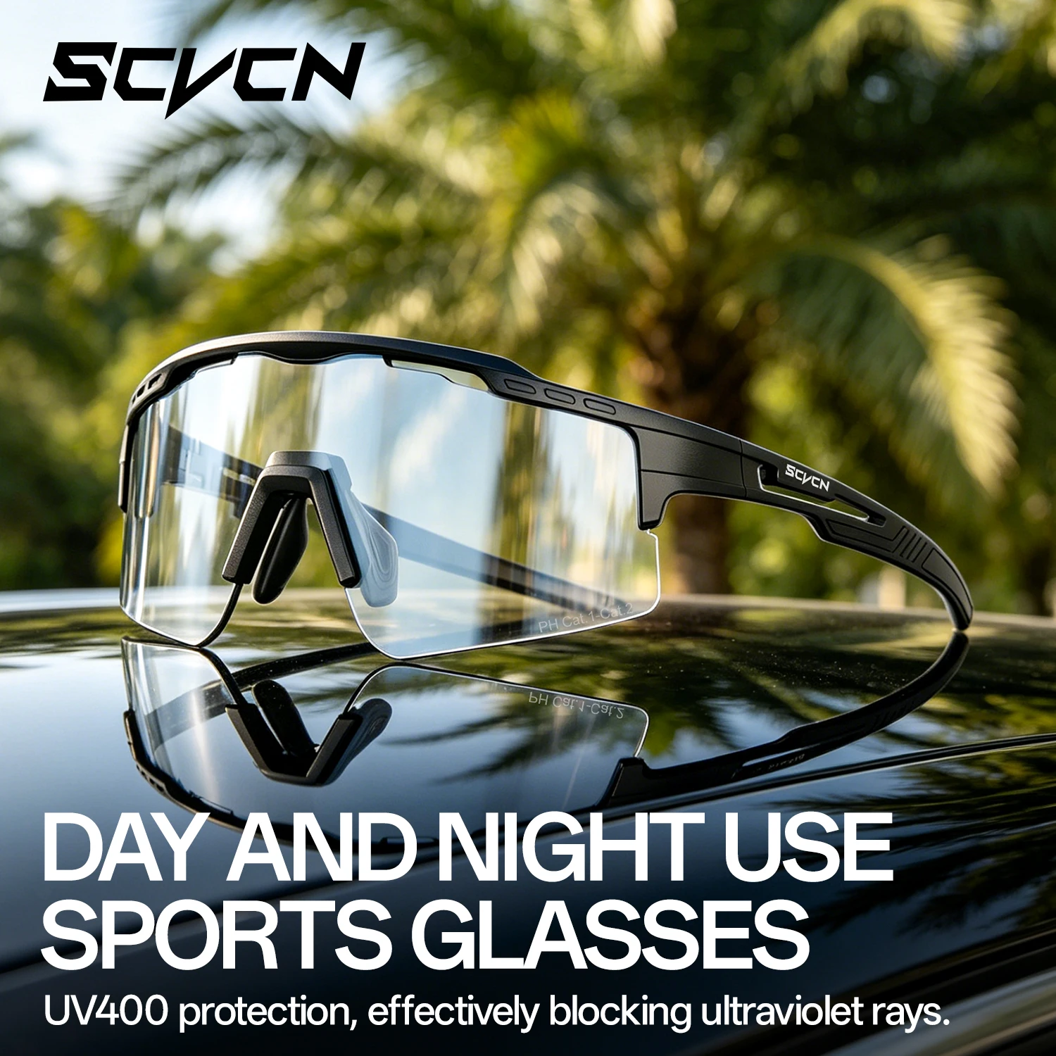 SCVCN Photochrome Radsportbrillen Outdoor Freizeit Sport und Laufen Unisex Modebrillen UV-Schutz Fahrbrillen