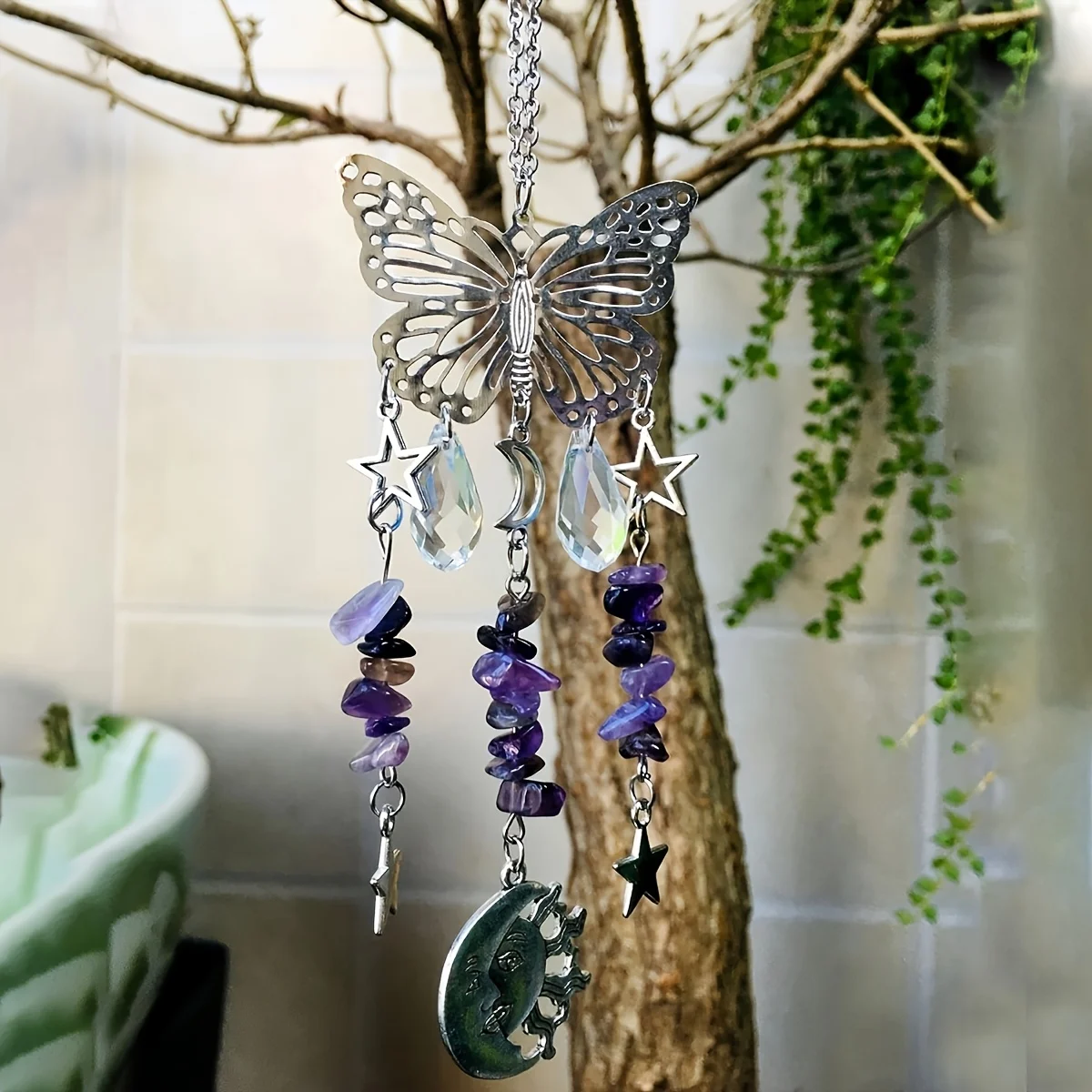 Butterfly-Shaped Design Crystal Prism Ball Pendant, Garden, Yard Decoration, Window Hanging, Friendship Gift, New Year Gift, Rainbow Maker, Light Catcher