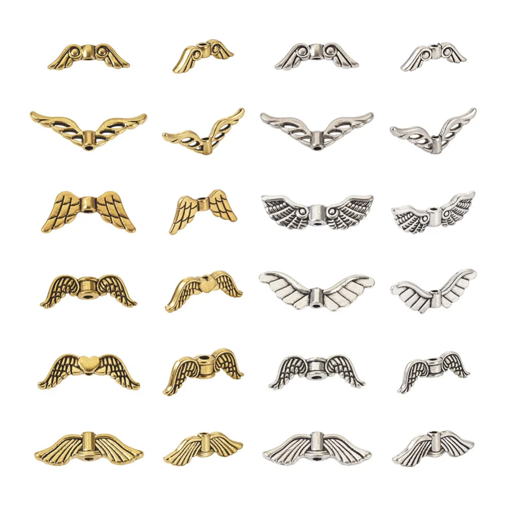 

240Pc Tibetan Style Alloy Wing Bead Angel Wing Loose Charm Bead Metal Spacer Bead for DIY Craft Bracelet Necklace Jewelry Making