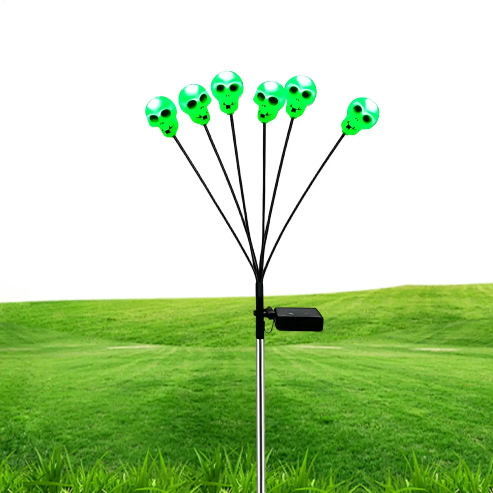 Solar Halloween Lights 6 LEDs Waterproof Patio Skull Stake Lamp Solar Yard Lights For Halloween Party Patio Lawn Garden Pathway