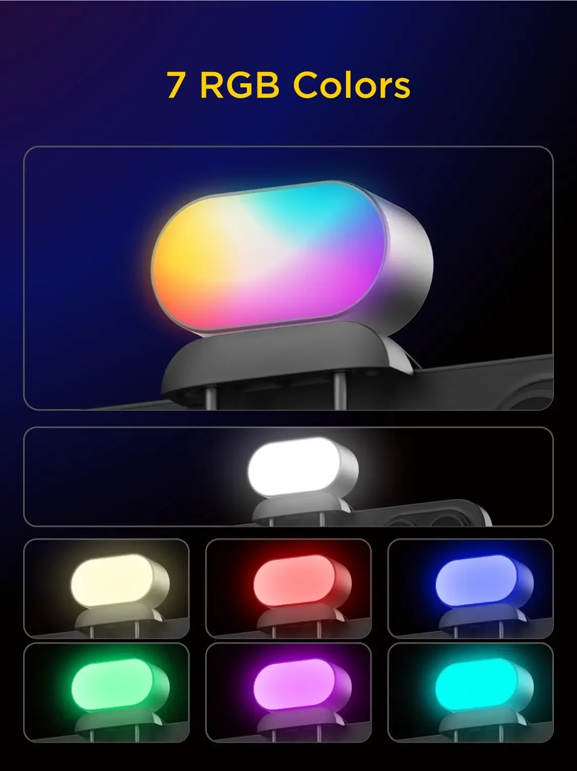 RGB Magnetic Fill Light for Gimbal LED Video Photography Light 3 Brightness and 7 Color Adjustment for AOCHUAN Smart S2 /X Pro