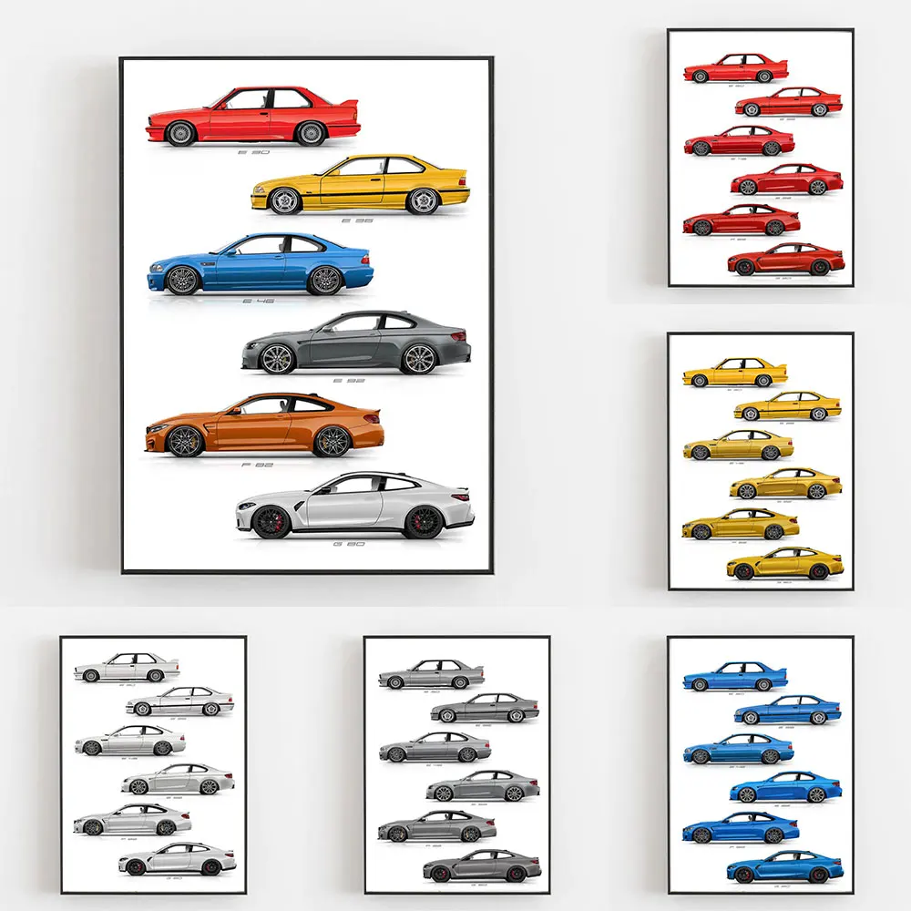 

Vintage Car E30 E36 E46 E92 F82 G80 Generation Poster Canvsa Print Painting Home Decor Wall Art Decoration Gift For Car Lover