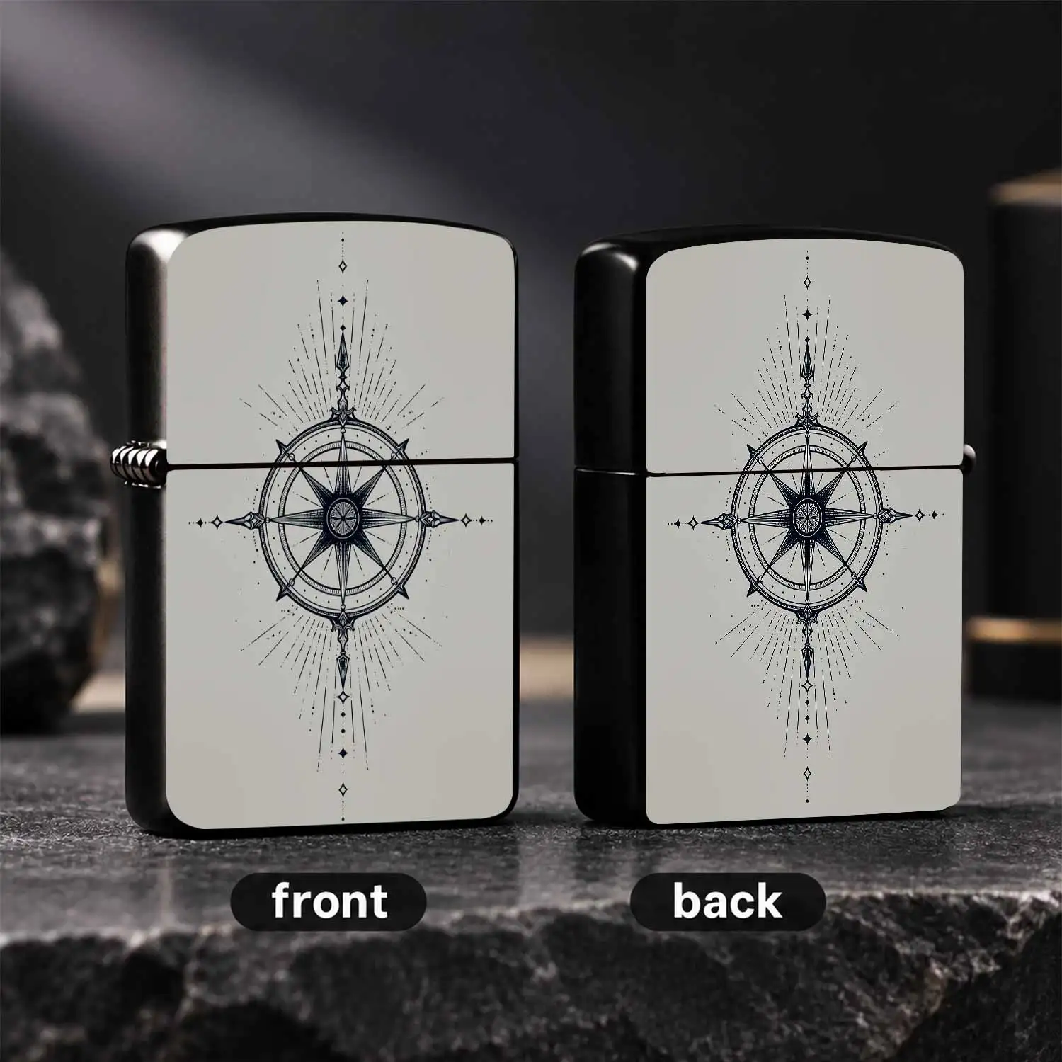 Vintage Exquisite Starburst Compass Pattern Lighter, Retro Stylish Portable Ignition Tool for Daily Outdoor Use, Unique Delicate Present for Friends, Travel Commemorative Practical Accessory for All Scenarios A Humorous And Interesting Ligh