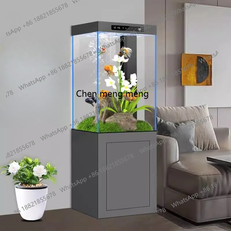 

Ultra-white ecological floor-to-ceiling fish tank living room, new glass bottom filter light luxury, smart home small fish tank