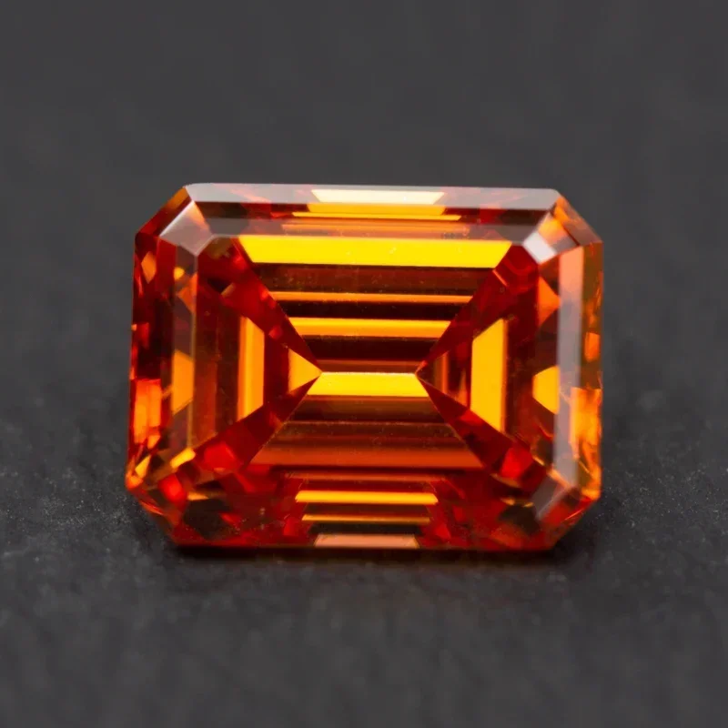 

Top Moissanite Emerald Cut Orange Color Gemstone Lab Grown Gemstone Charms Materials with GRA Certificate