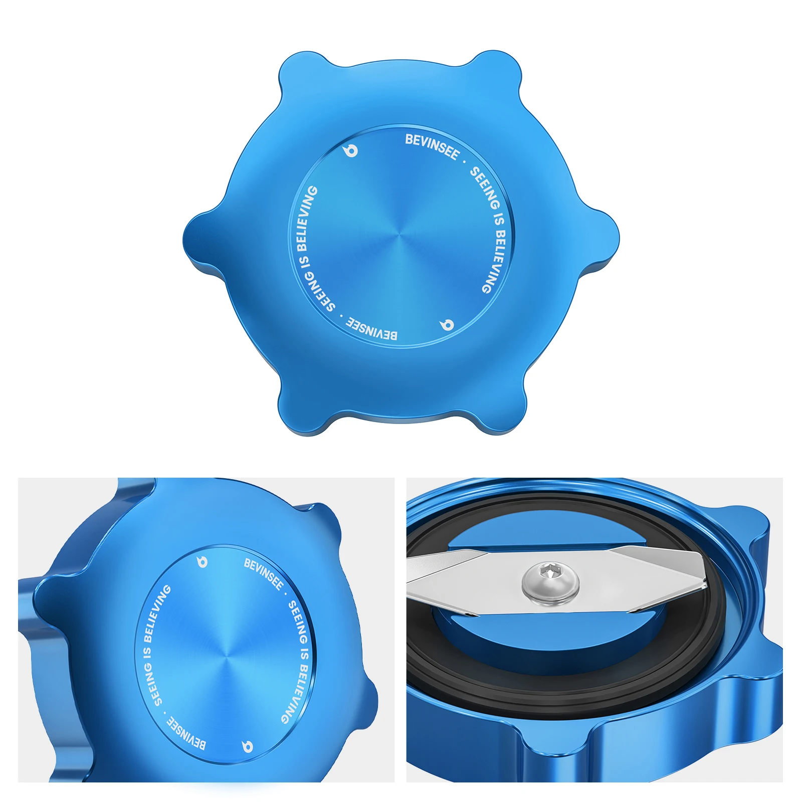 BEVINSEE الألومنيوم زيت المحرك حشو الرقبة غطاء عازل لسيارات BMW E39 E60 E61 525i 528i 530i,E90 E92 E46 E36 E30,X3 E83,X5 E53 E70