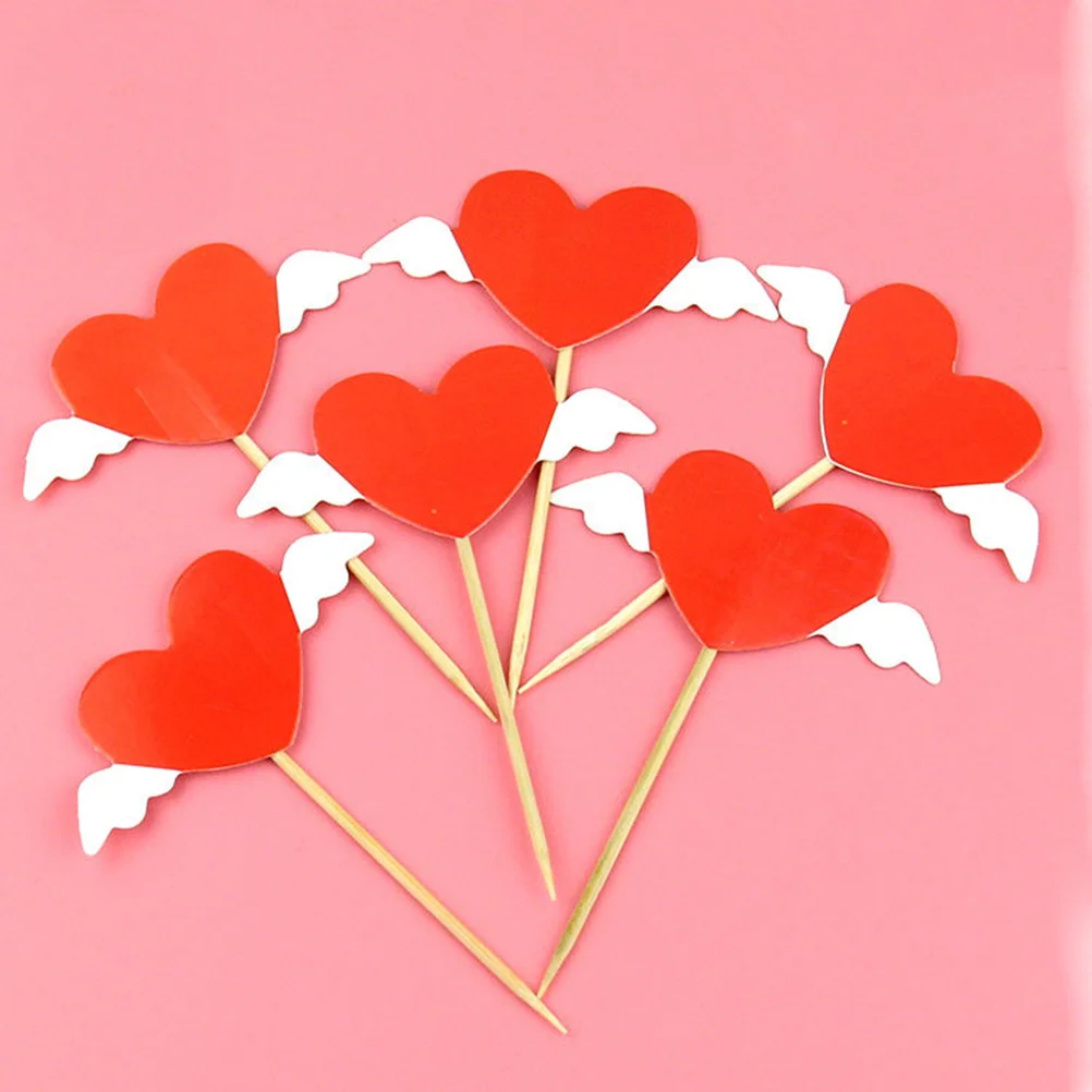 

24Pcs Cupcake Picks Heart Shaped Safe Material Unique Design for Bridal Showers Dessert Decoration Cake Toppers