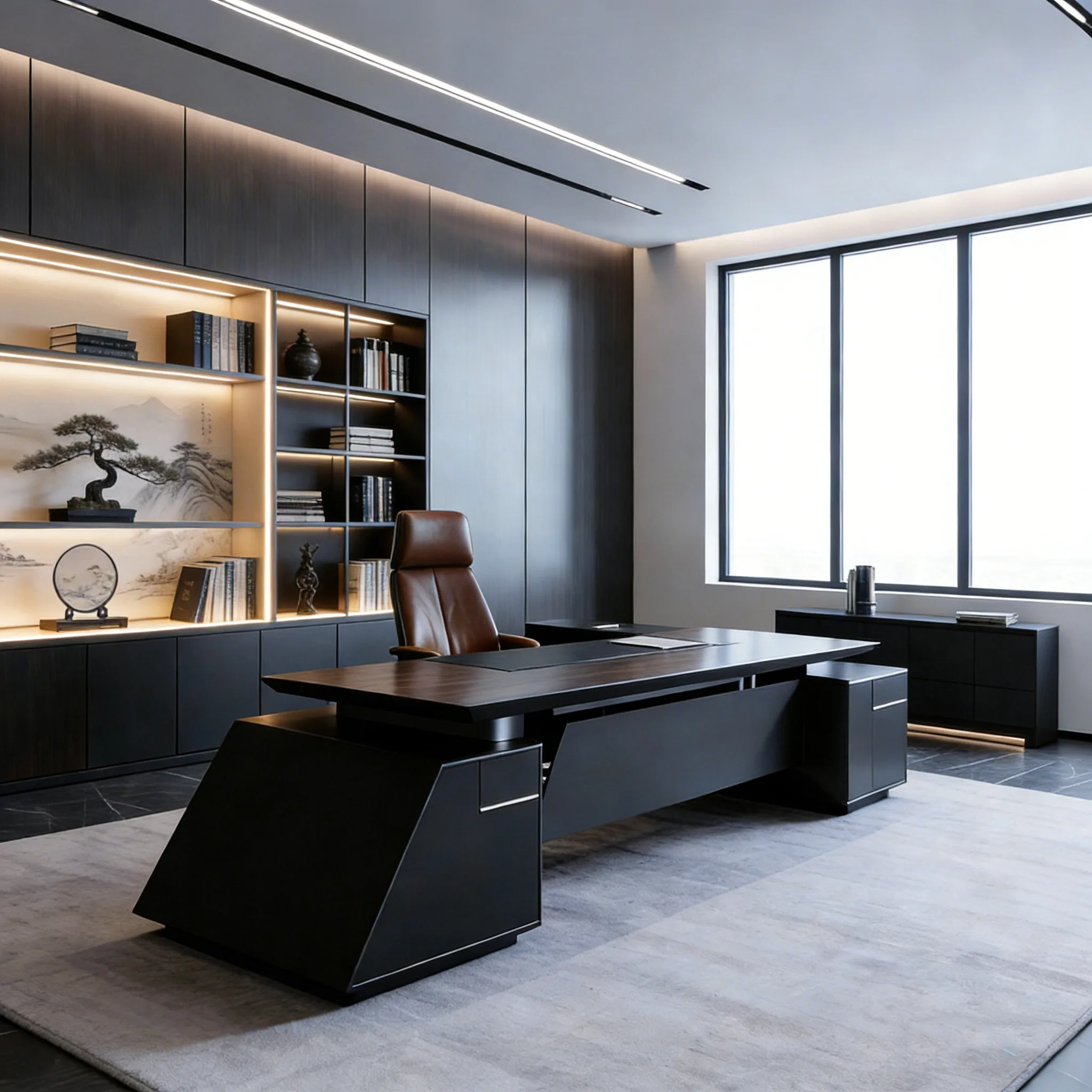 *Custom Song-style Aesthetic High-end Ash President's Office North American Ash Executive Desk Locker Function 1000x800mm