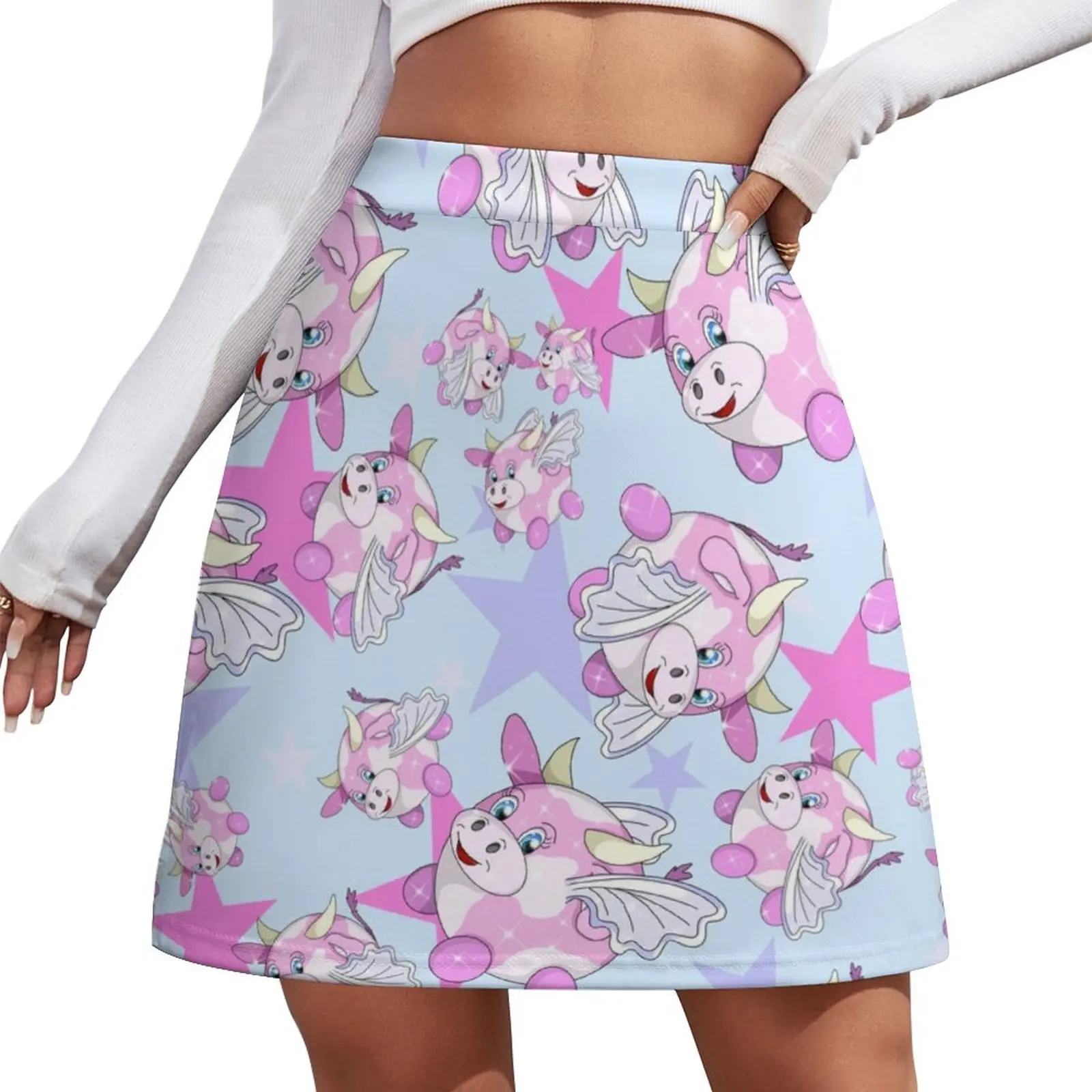 

flying cow pattern Mini Skirt korean style skirt novelty in clothes Mini Skirt