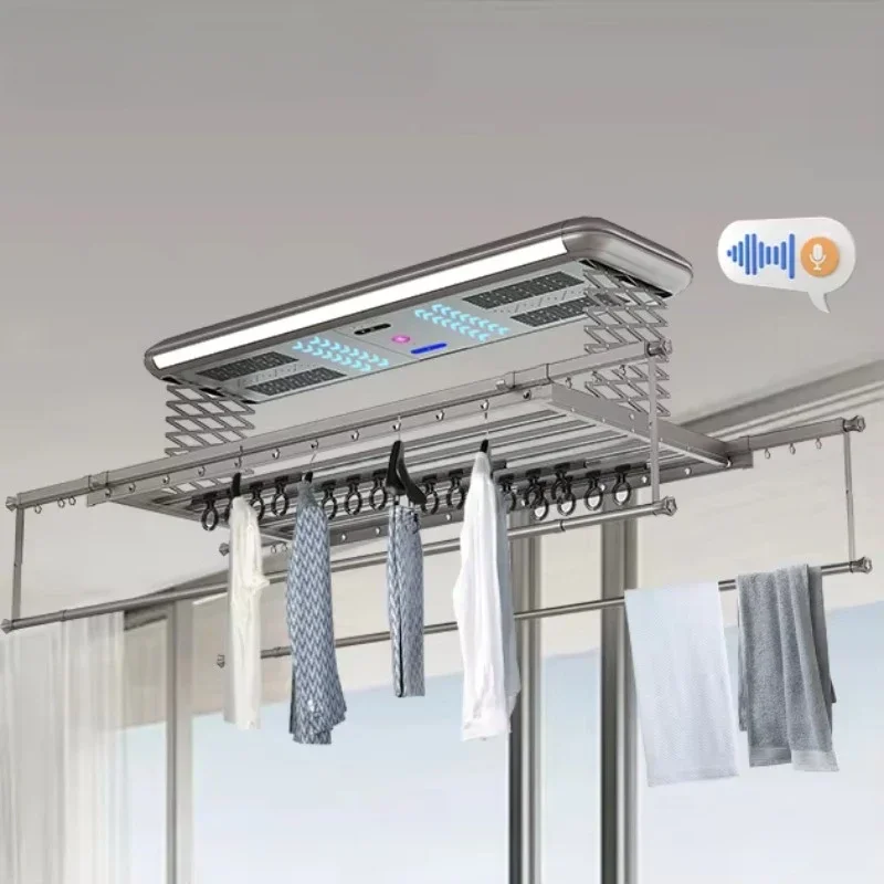 intelligent remote control lifting drying electric clothes rack voice control automatic clothes drying machine