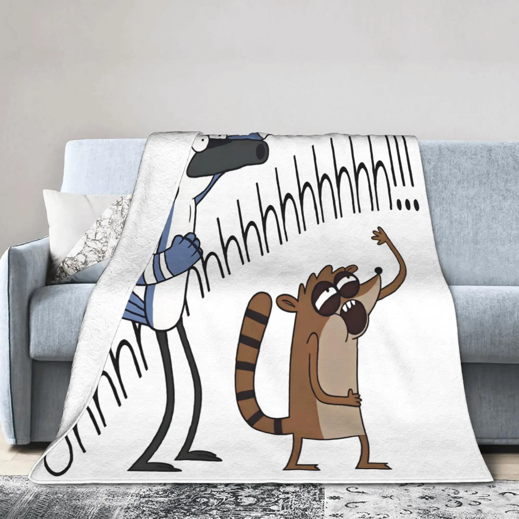 Mordecai And Rigby Regular Show Cartoon Characters Blanket Warm Plush Throw Blanket For Living Room Flannel Bedspread Bed Cover
