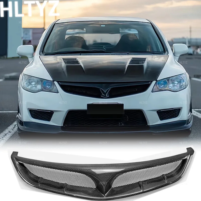 

For 2006-2011 Honda Civic FD2 front grille racing grille glass fiber/carbon fiber upper bumper engine hood mesh body kit mesh