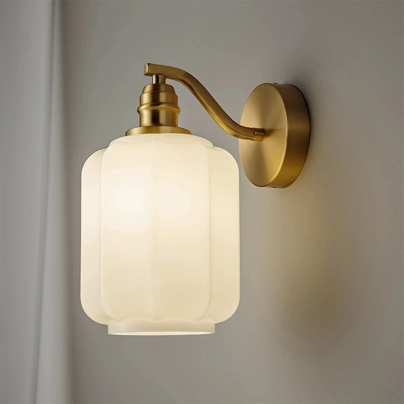 Minimalist hallway entrance wall light, bathroom balcony staircase cross-border luxury brass glass indoor bedside wall light