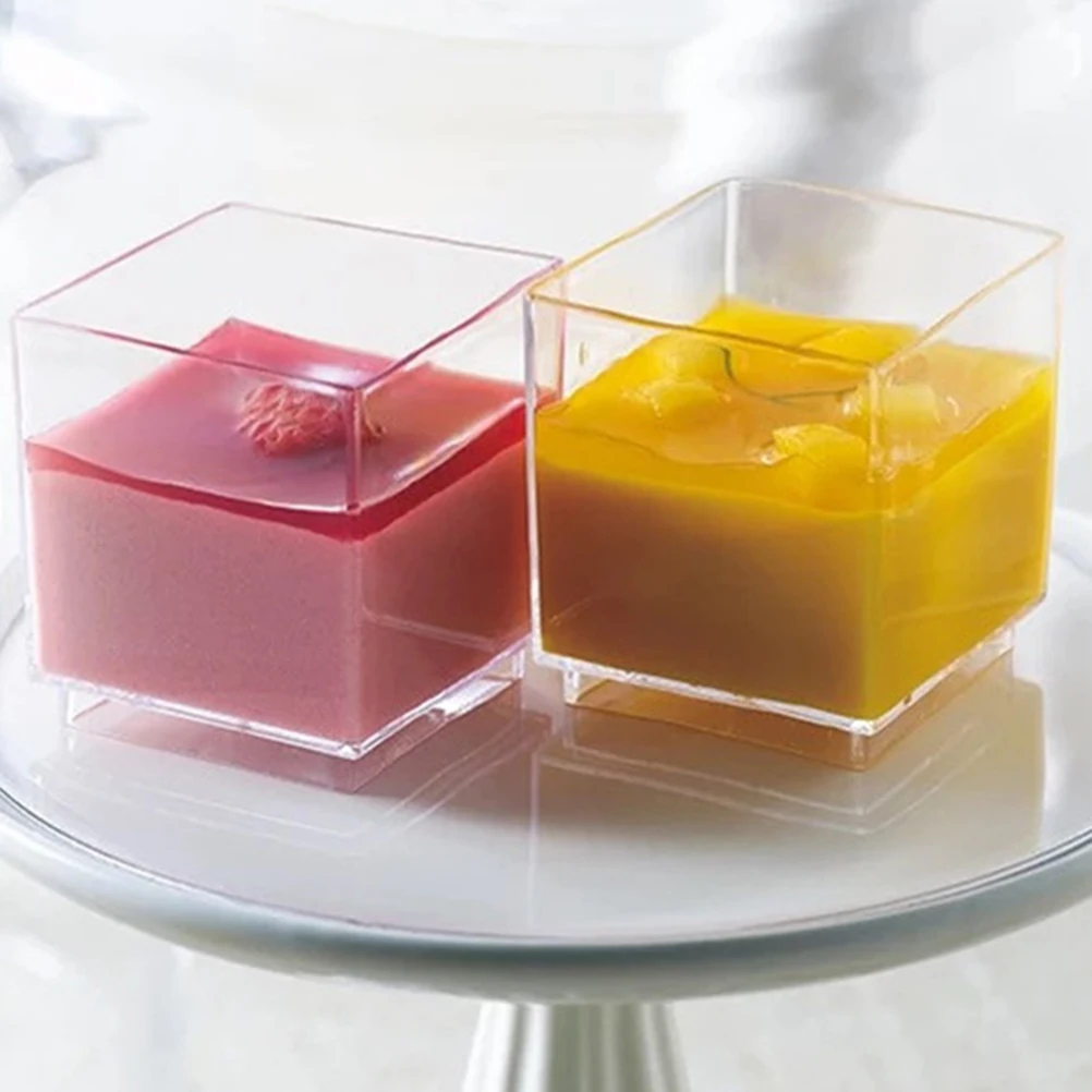 

20 Pcs Clear Material Dessert Cups for Jelly Mousse Chocolate Transparent Disposable Food Grade Storage Containers