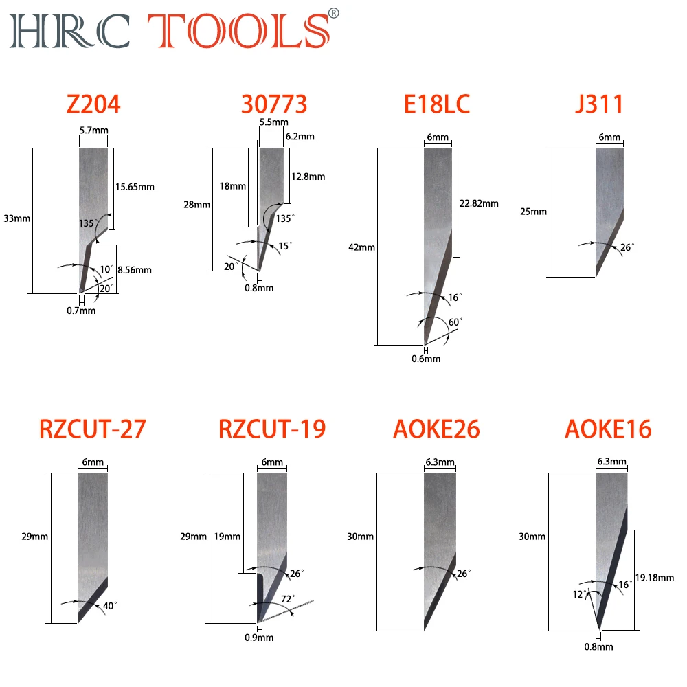 Plotter Zund Vibration Knife Cutting Blade Cutter Grooving Blade Tungsten Carbide Cutting Fiber Leather Slotting Blade Knives