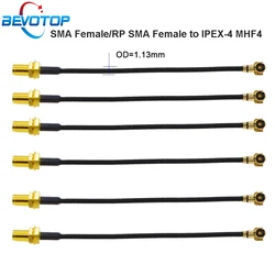 10 unids/lote IPX IPEX4 MHF4 hembra a RP-SMA/SMA hembra WIFI antena Cable de puente RF1.13 Cable de extensión Pigtail montaje BEVOTOP