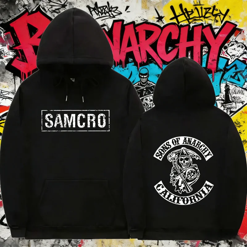 

Осень-зима 2025: Топы Sons of Anarchy SAMCRO для мужчин и женщин, модный пуловер из 100% чистого хлопка с принтом, сохраняющая тепло, толстовка