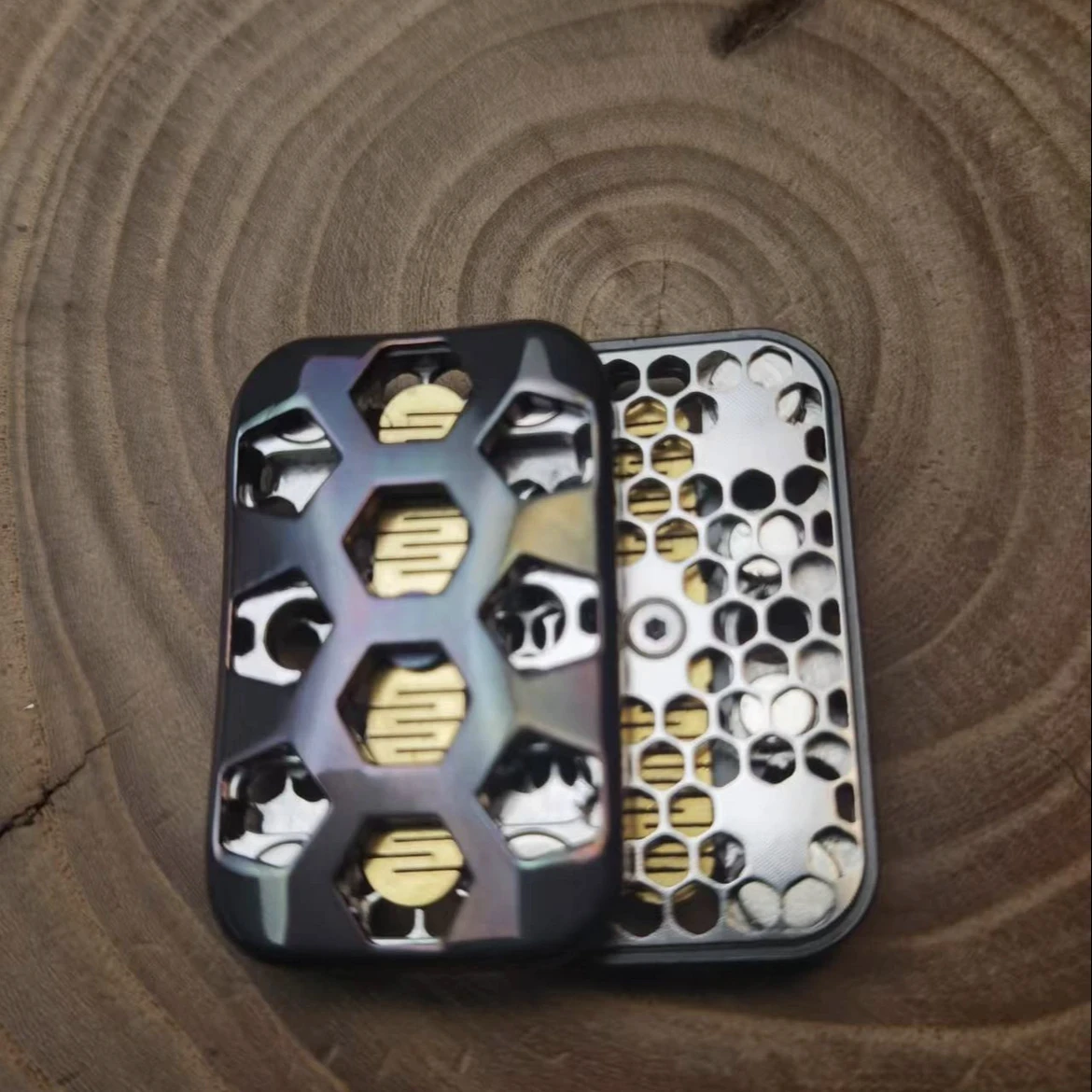 Alpha Hollow Fidget Slider Toys Spinner EDC Metal aleación de titanio Anti estrés sensorial TDAH herramienta de enfoque tamaño de bolsillo