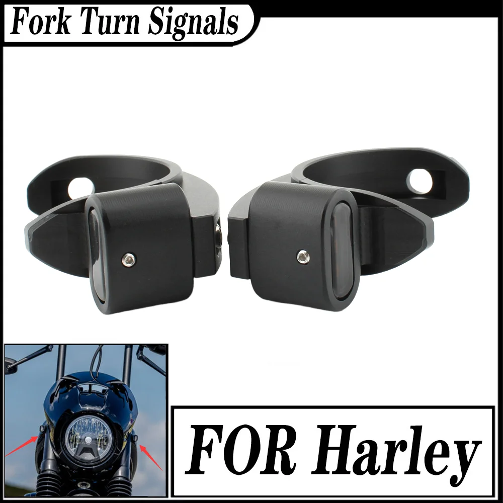 FOR Harley Dyna Softail Sportster V-Rod FXDWG FXDL FLSTF FLSTN 39-41mm 49-51mm Fork Turn Signals Black Chrome Alum 1990-2023
