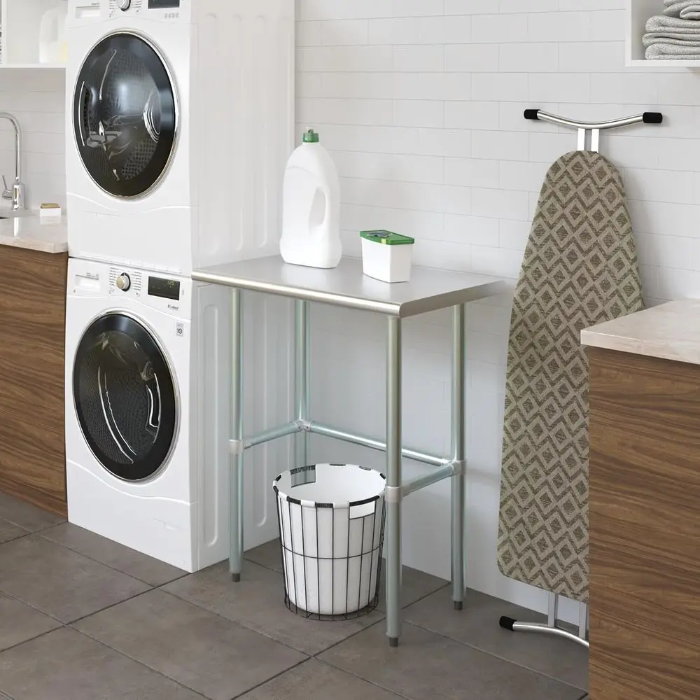 18 x 30 Stainless Steel Prep Table with Open Base - NSF Certified Kitchen Island for Food, Laundry, and Utility Use