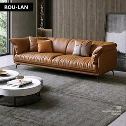 Modern Minimalist Living Room Leather Sofa Apartment Furniture Set Combination Wtih Customzied Color