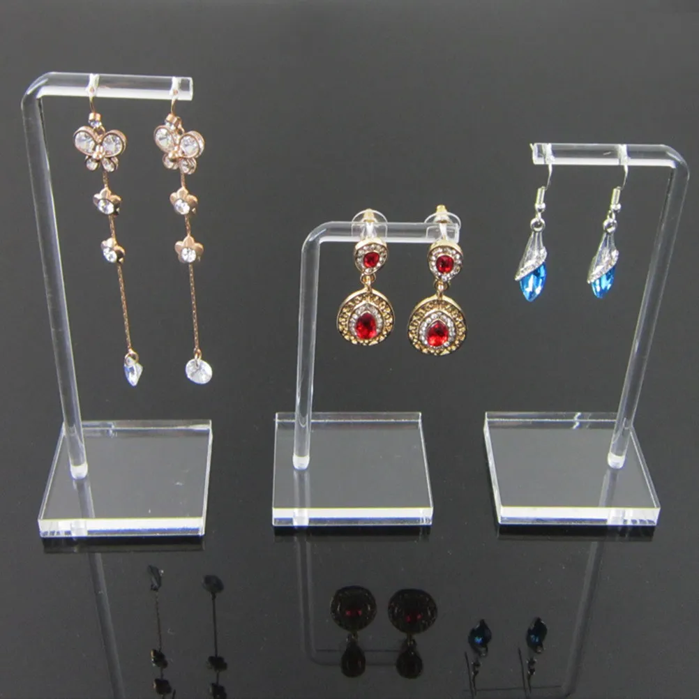 Acrylic Earring Display Stand 3 Piece Jewelry Organizer Rack Stable Storage Holder for Bedroom Decor