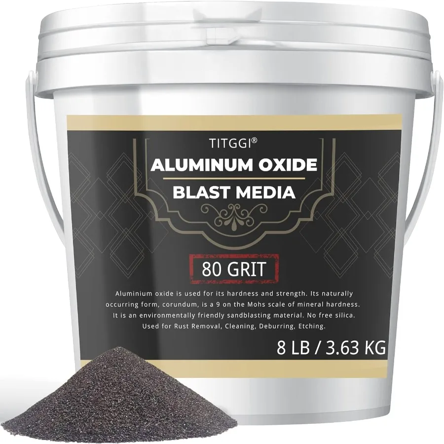 

#80 Grit Aluminum Oxide Blast Media 8 LBS/3.6kg - Premium Long-Lasting Sand Blasting Media High Abrasive Force Sand Blaster San