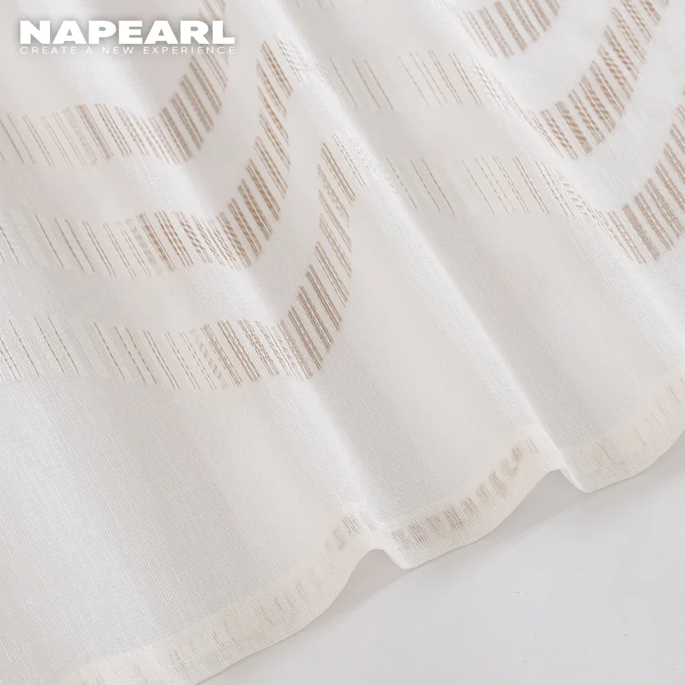 NAPEARL Geometric Modern Living Room Curtains Sheer For Kitchen Tulle For Bedroom Window Treatments White Curtain Custom Size