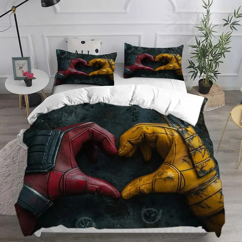 

Deadpool bedding set 2/3pcs, boy's bedroom decoration duvet cover pillowcase, single double bed 200x200cm, birthday gift.