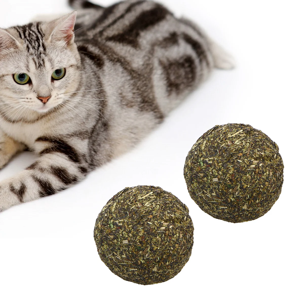 

2PCS Catnip Ball Toys Natural Mint Pet Cat Chew Balls Reduce Anxiety Stimulate Instincts Practical Use Cat Toys