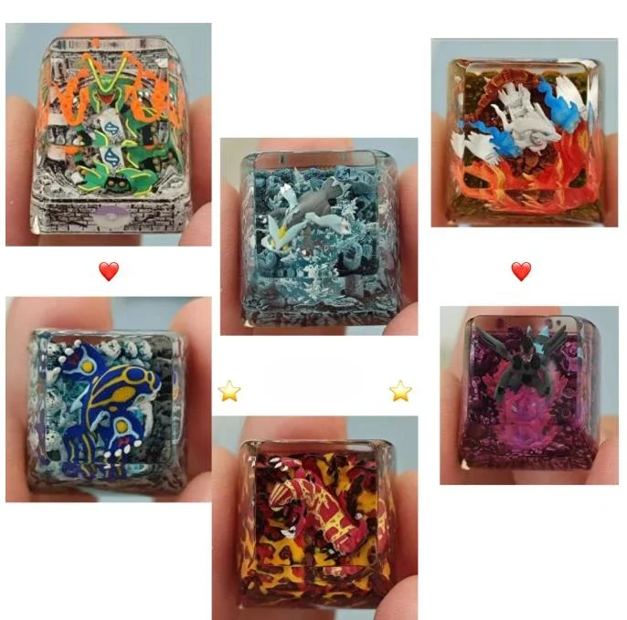 

PTCG Pokemon Keycap Tao Trio Rayquaza Groudon Kyogre Mechanical Keyboard Resin Transparent Stereoscopic Keycap No.18