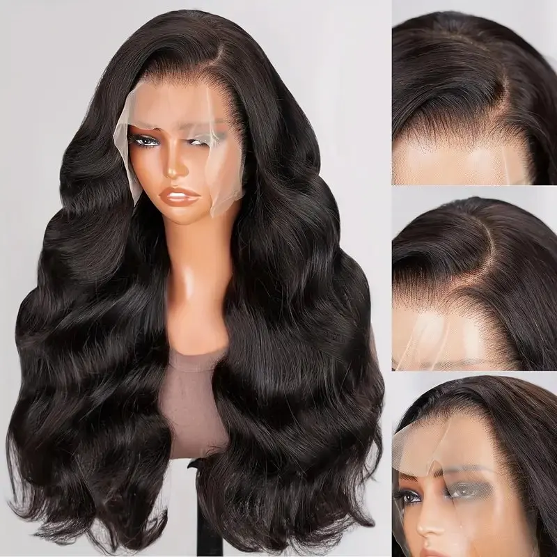 Rosabeauty HD Body Wave Nature Color 13X6 Transparent Lace Frontal Wig 13X4 Front Human Hair Glueless Wig 250% Density