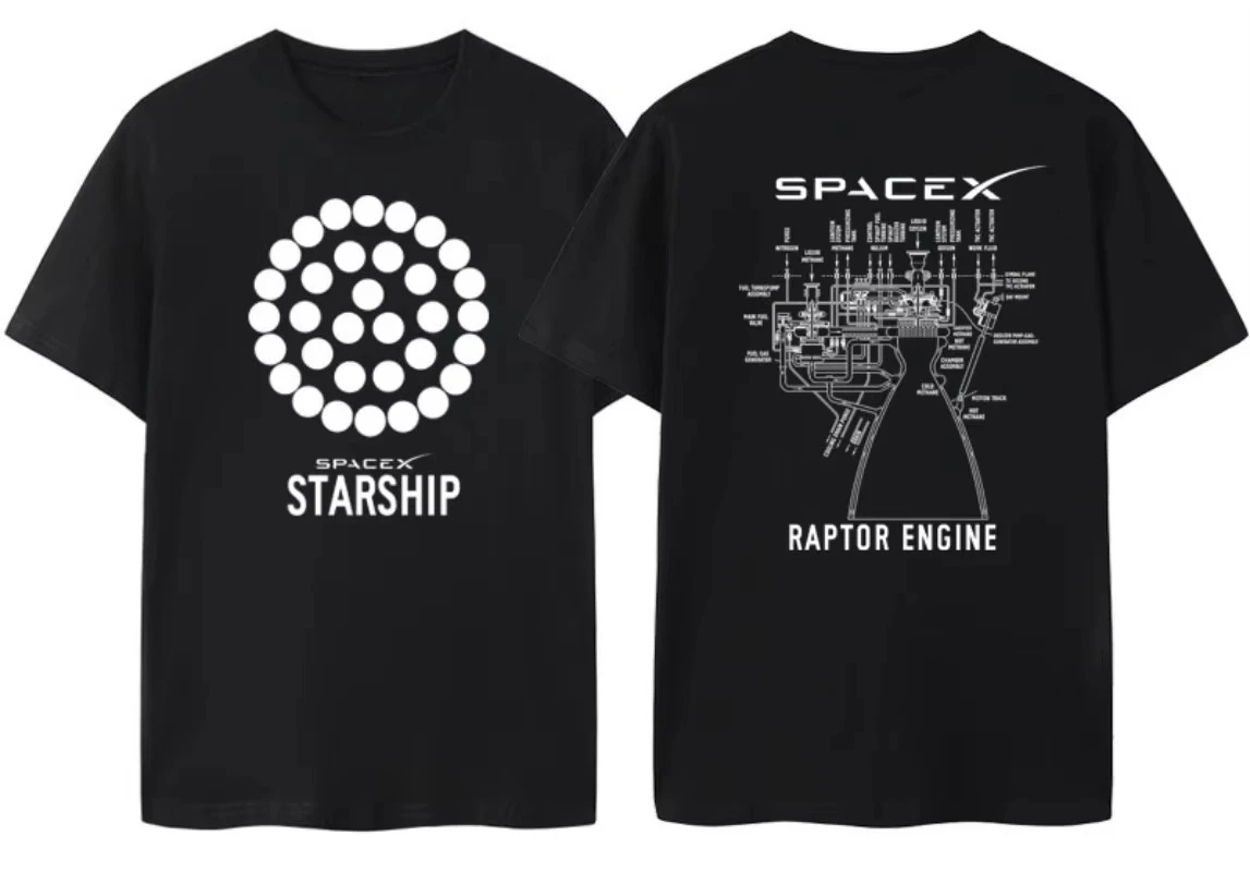 2026 Men Black Space Rocket Graphic T Shirt Front And Back Print O-neck Short Sleeve Astronomy Casual Tees For Men