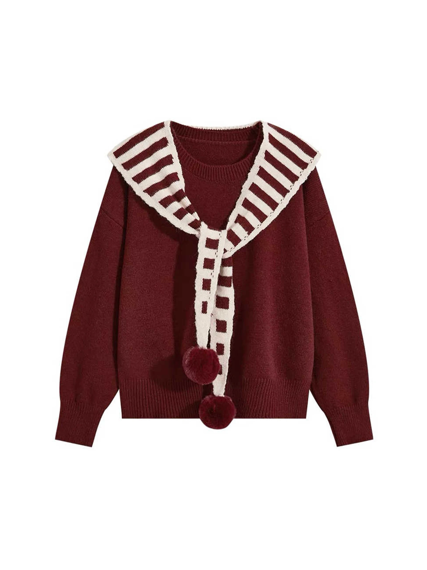 

Women's Christmas Red Jumper Sweater Vintage 2000s Y2k O-Neck Knitwear Top Long Sleeves Cashmere Sweater Autumn Cutecore Clothes